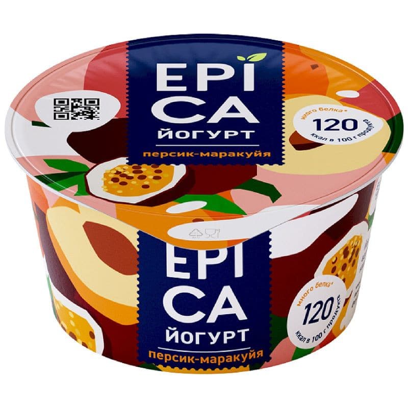 Йогурт Epica персик-маракуйя 4.8%, 130г