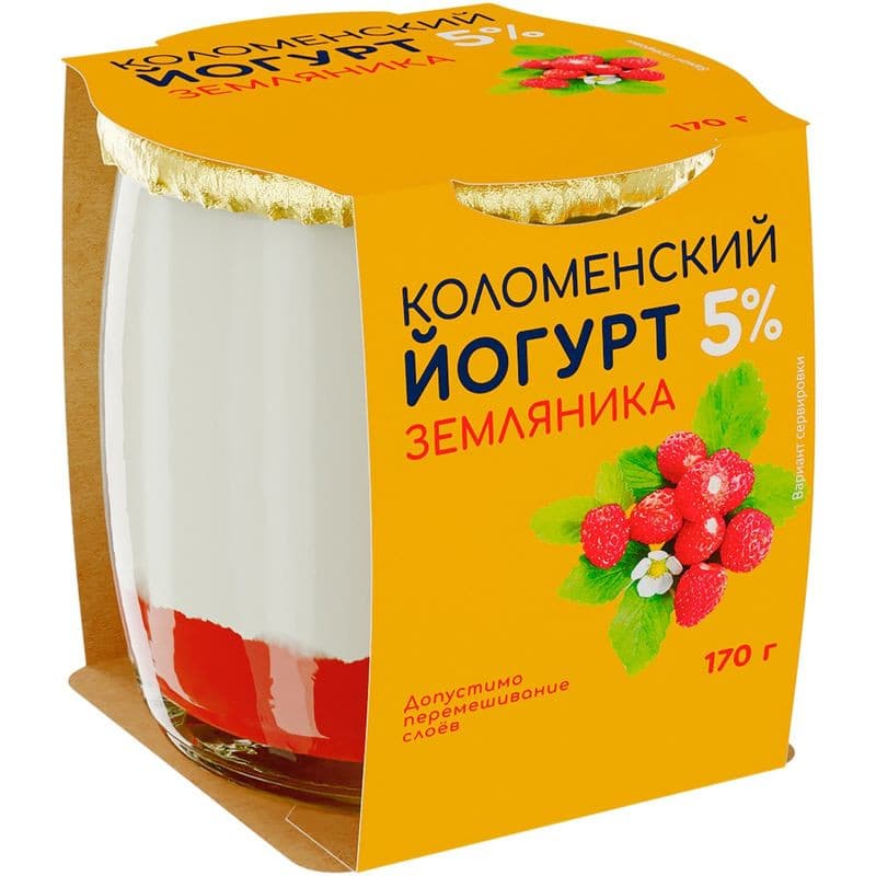 Йогурт Коломенский Земляника 5%, 170г