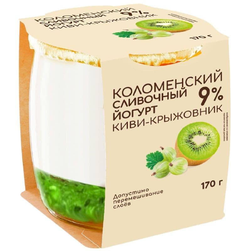 Йогурт сливочный Коломенское Киви-Крыжовник 9%, 170г